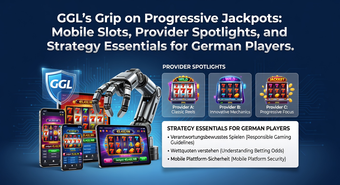 Grafik zeigt progressive Jackpots auf Mobile Slots mit GGL-Logo und deutschen Flaggen-Elementen